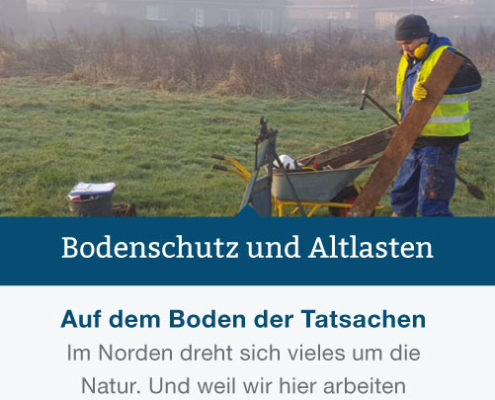 Foto zeigt einen H&M Ingenieurbüro-Mitarbeiter bei der Arbeit im freien Feld | Bodenschutz und Altlasten